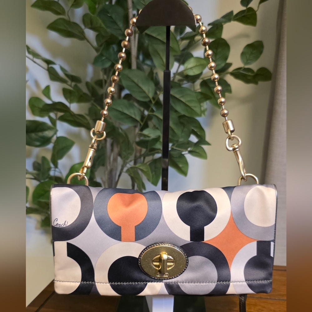 Coach Amanda Graphic Op Art Fold Over Shoulder Bag Clutch 12928